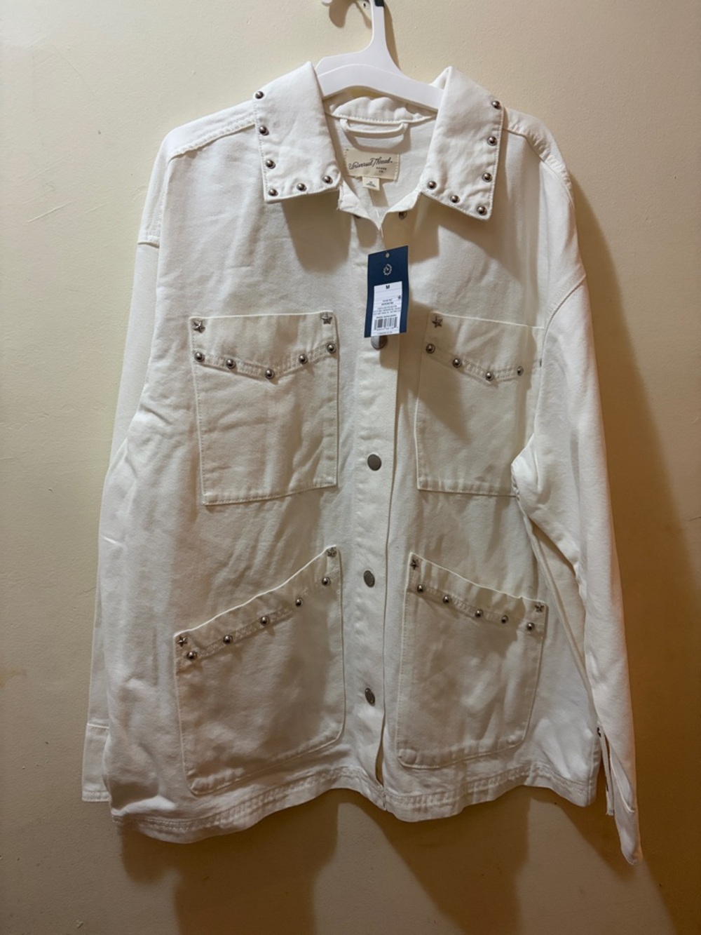 Universal Thread Cream Stud-Trim Jean Jacket
